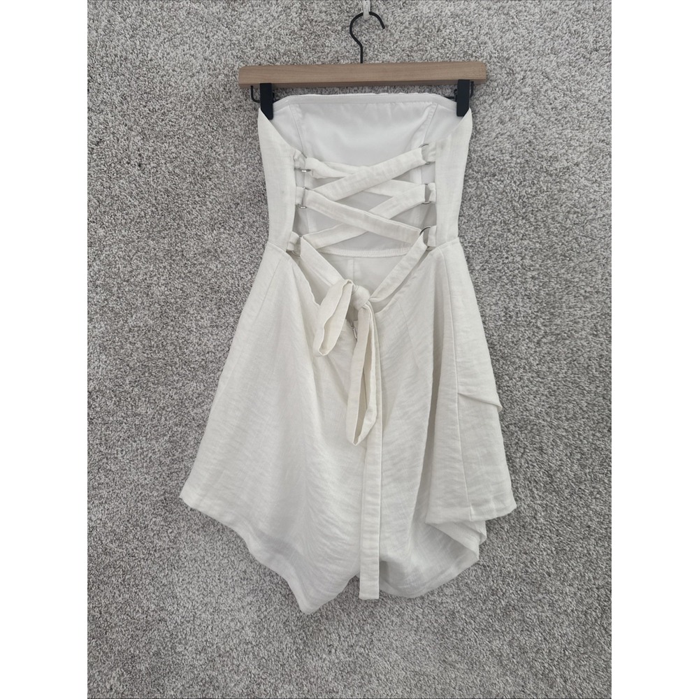 Here Comes The Sun‎ Strapless Romper Medium Women's White Tie back - Picture 3 of 12